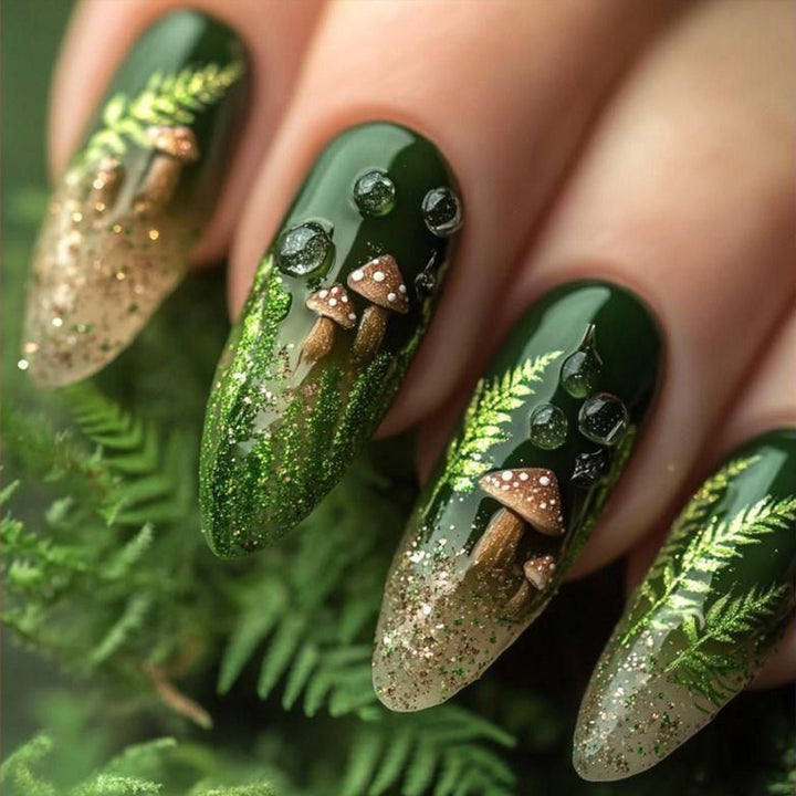 Glamorous artificial nail set with elegant glitter and design accents Kalsten