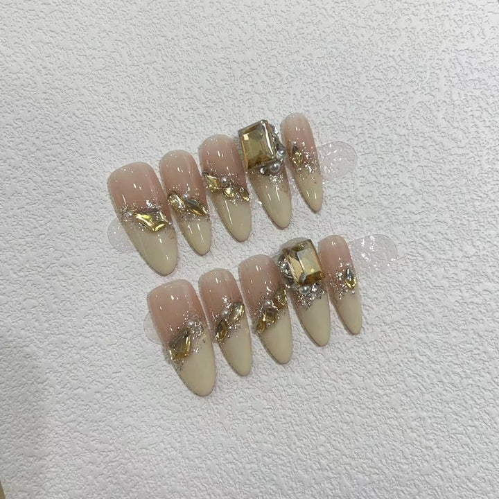 Glamorous Stiletto Press-On Nail Set with Metallic Accents Kalsten