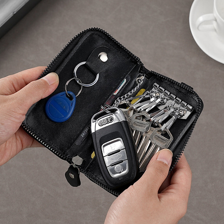 Compact Leather Keychain Wallet