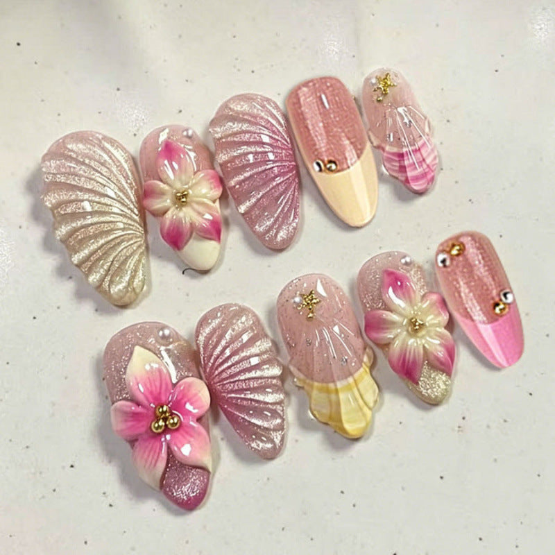 Decorative Floral-Embellished Press-On Nail Set