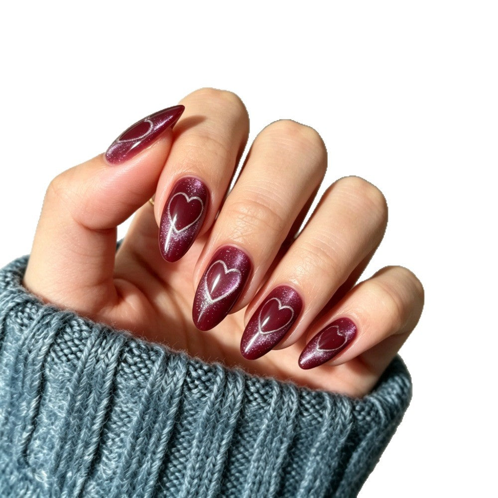 Heart Design Stiletto Press-On Nails