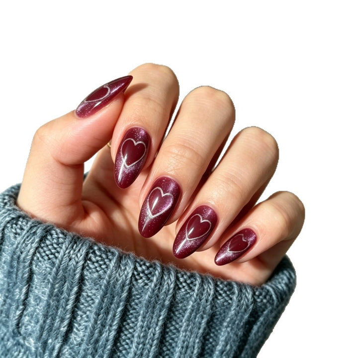 Heart Design Stiletto Press-On Nails