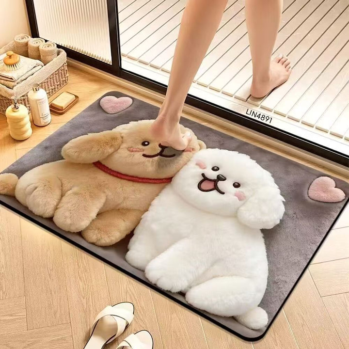Cute Cartoon Pet-Themed Plush Bath Mat Kalsten