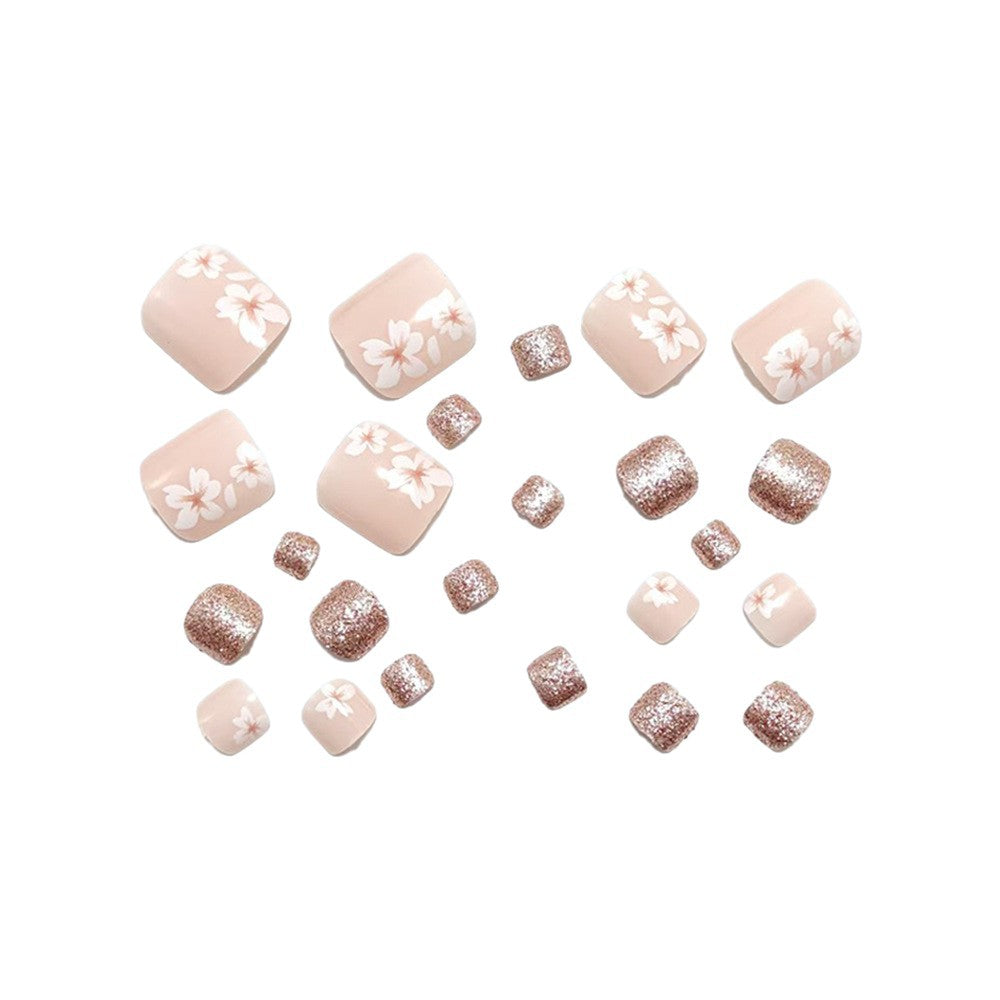 Fingernail art set with elegant floral design and glitter accents Kalsten