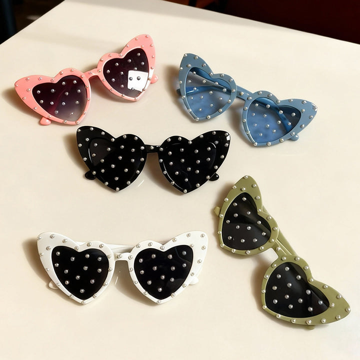 Pearl-Embellished Heart-Shaped Sunglasses Kalsten