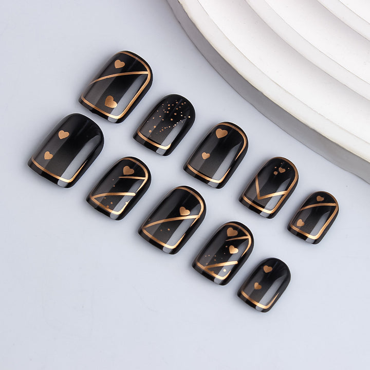 Elegant Heart-Embellished Press-On Nails Kalsten