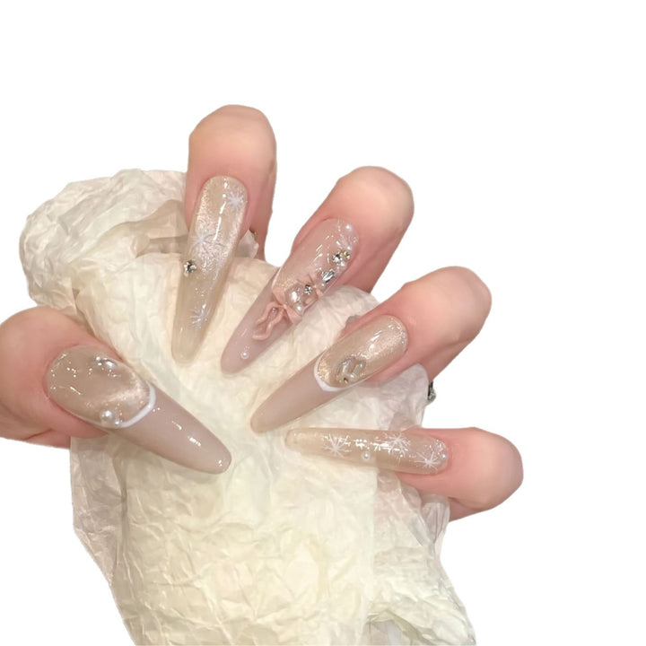 Decorative Stiletto Press-On Nail Set with Artistic Accents Kalsten