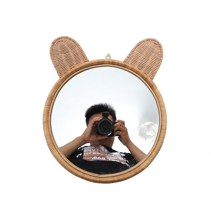 Round Wall Mirror with Rattan Design Kalsten