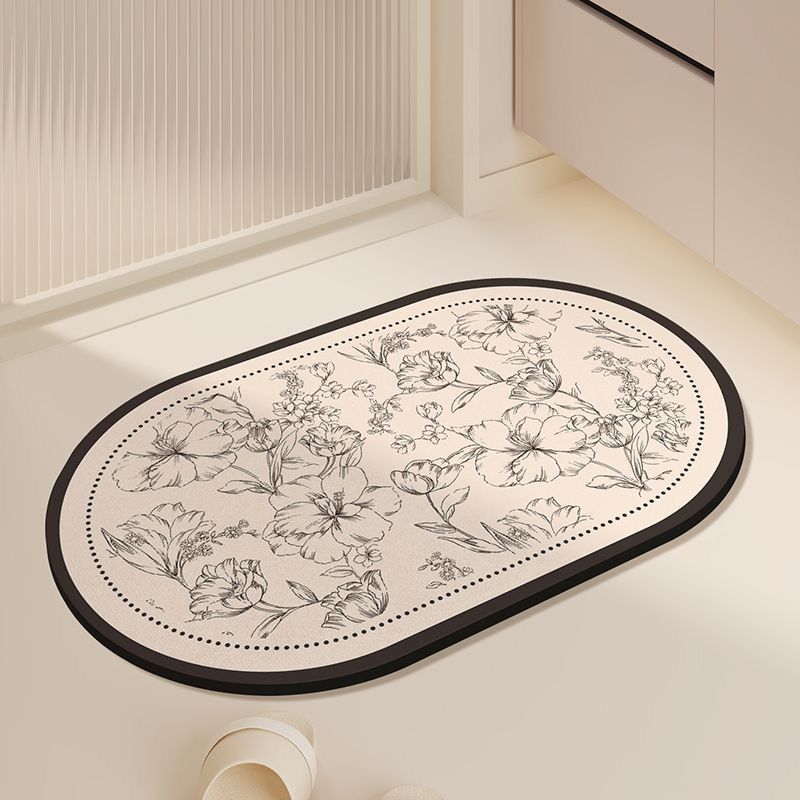 Elegant Floral Print Kitchen Mat
