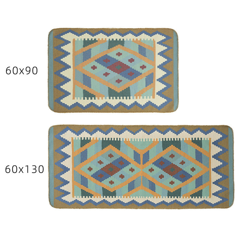 Woven runner rug in ethnic kilim pattern with flat weave structure and non-slip backing Kalsten