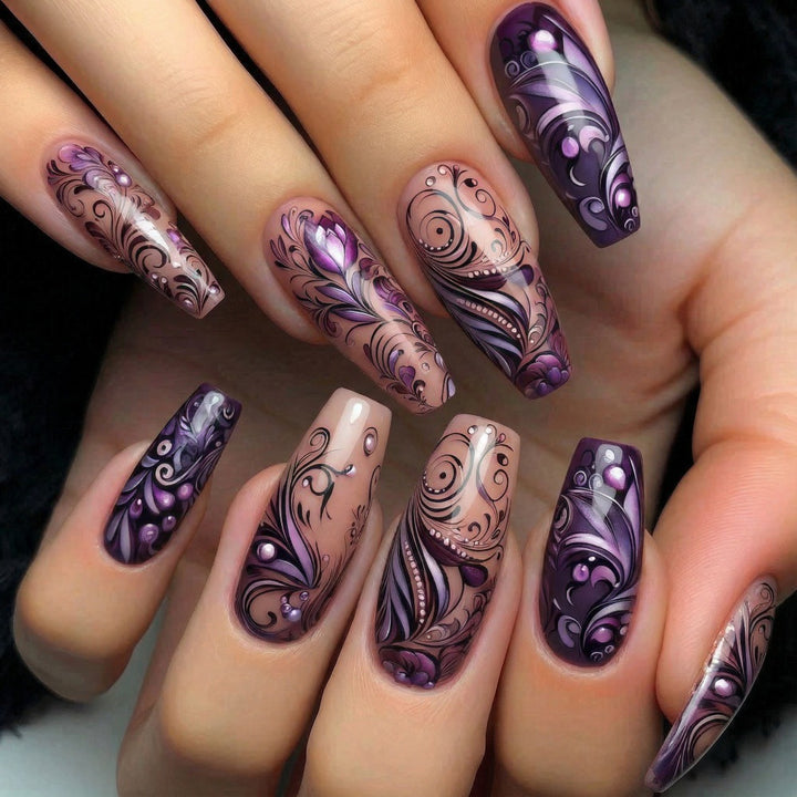Artificial nails with floral patterns Kalsten