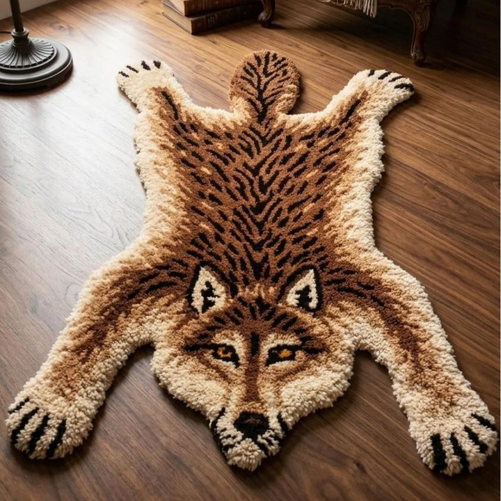 Plush Wolf-Shaped Carpet