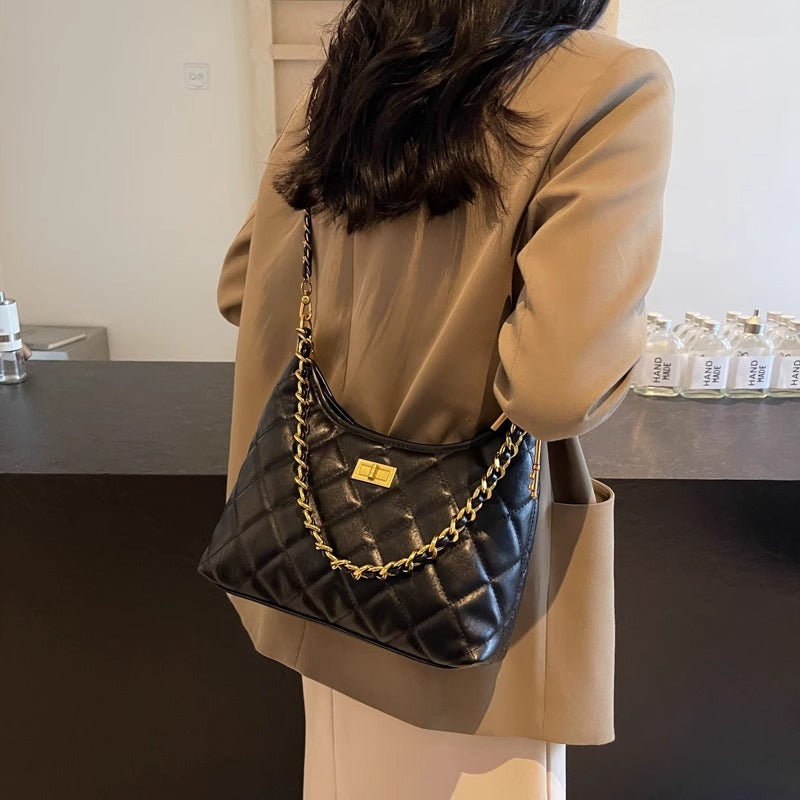 Quilted Chain-Detail Shoulder Bag Kalsten