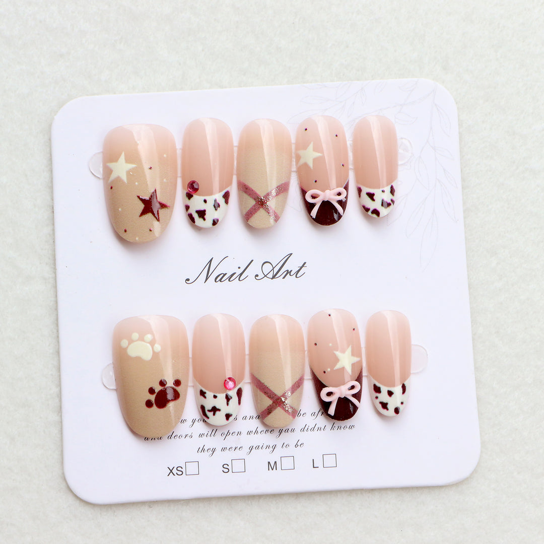 Thematic Press-On Nail Art Set with Charming Designs Kalsten