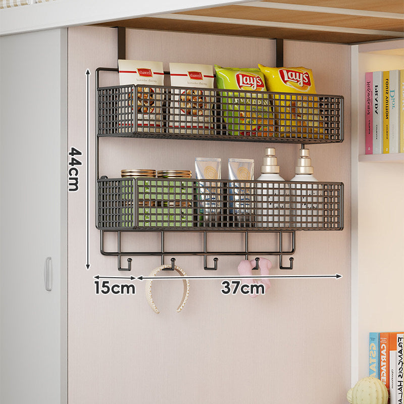 Wall-Mounted Grid Mesh Stacked Tiered Pantry and Bathroom Storage Baskets