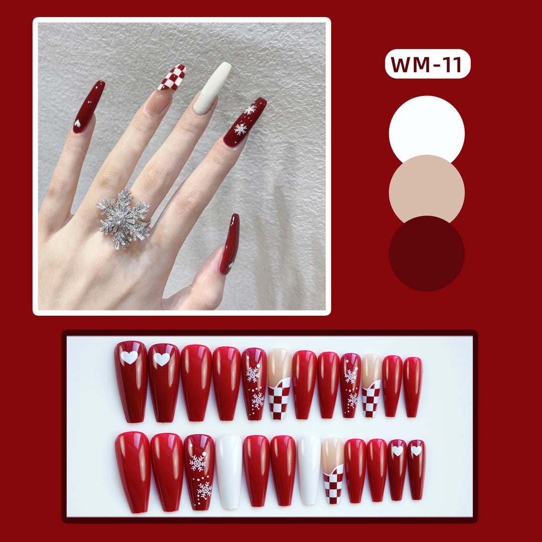 Festive Long Stiletto Press-On Nail Art