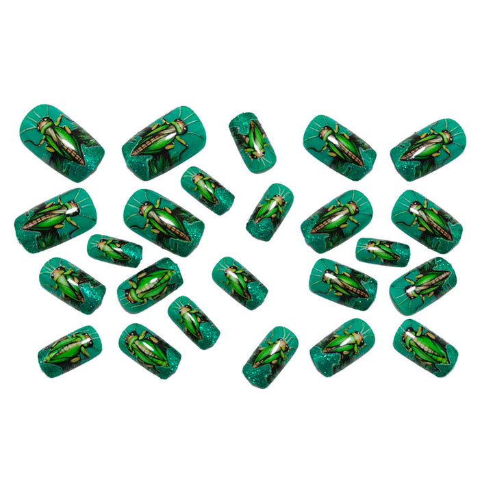 Creative nail art with vibrant insect motifs Kalsten