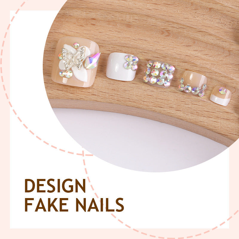 Artificial nail set with elegant butterfly accents Kalsten