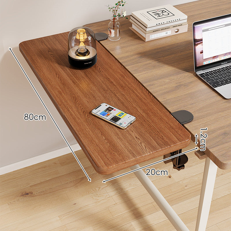 Clamp-On Adjustable Wooden Desk Side Shelf Extension with Foldable Bracket