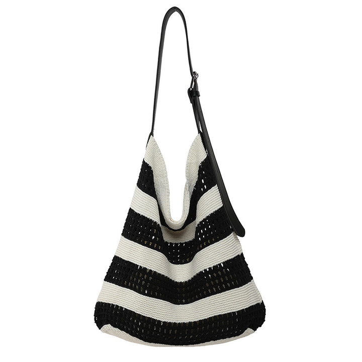 Striped Woven Slouchy Tote