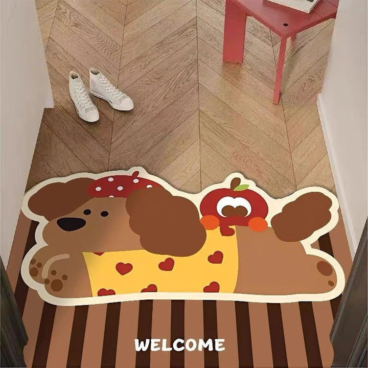 Playful Dog-Themed Welcome Mat