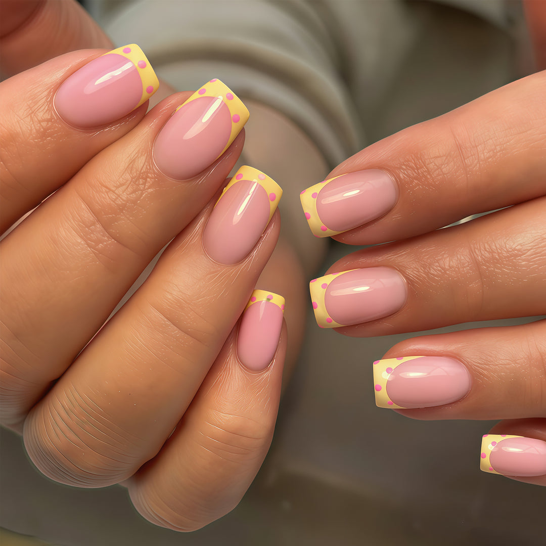Stylish Polka Dot French Tip Nail Art Set Kalsten