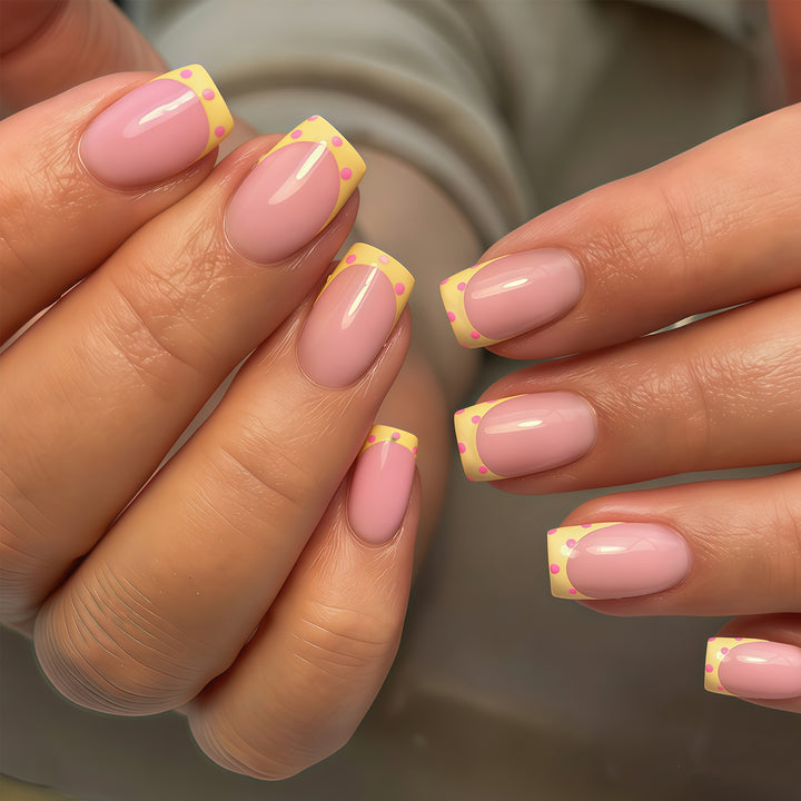 Stylish Polka Dot French Tip Nail Art Set Kalsten