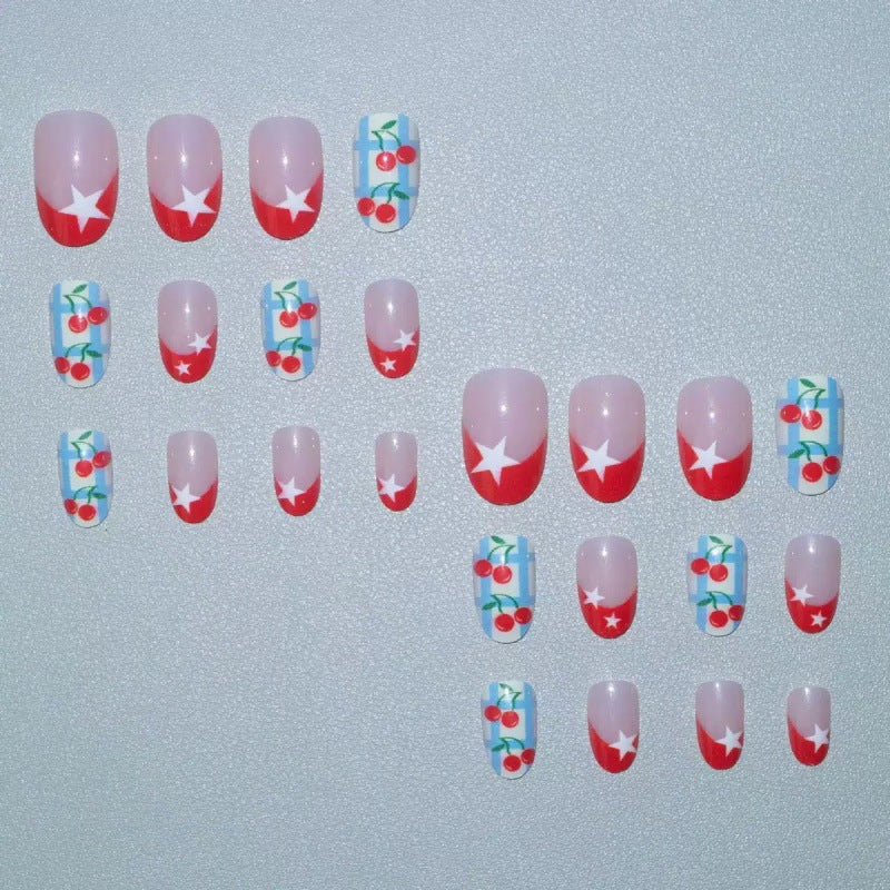 Creative art nails with cherry design Kalsten