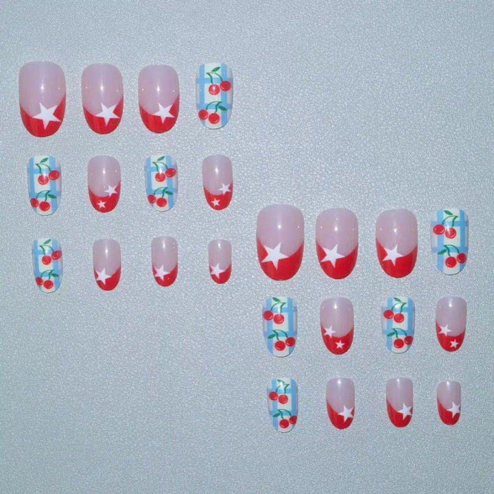 Creative art nails with cherry design Kalsten