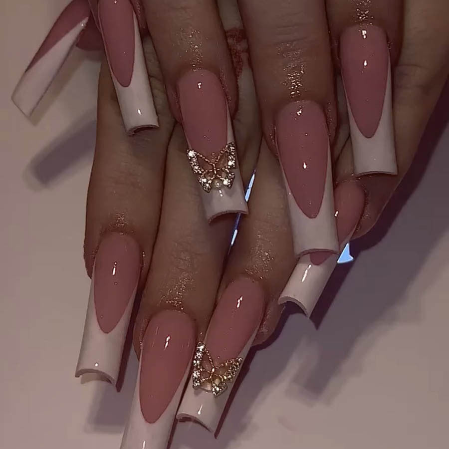 Elegant artificial nail set with butterfly accents Kalsten