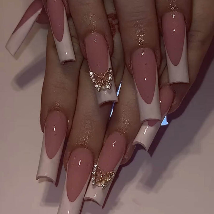 Elegant artificial nail set with butterfly accents Kalsten