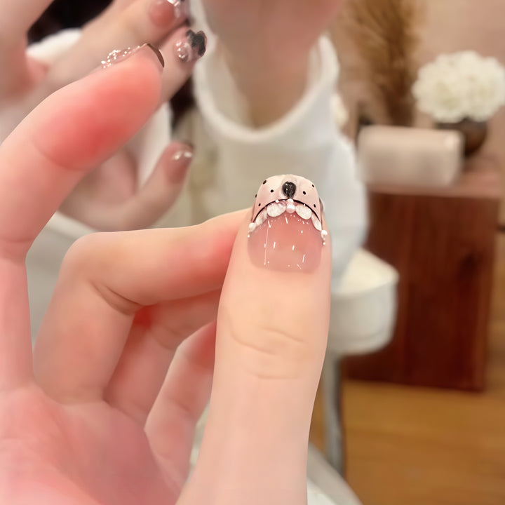 Elegant artificial nails with flower décor and glitter Kalsten