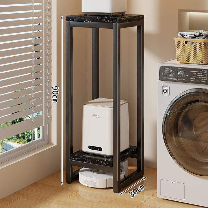 Narrow Two-Tier Metal Appliance Stand with Faux Marble Shelves