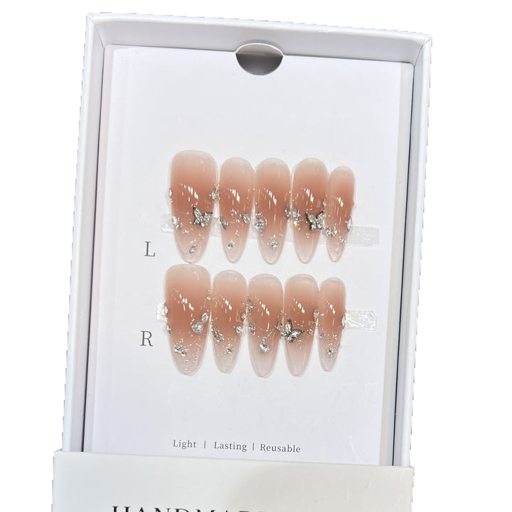 Handcrafted Stiletto Press-On Nail Set with Gemstone Accents Kalsten