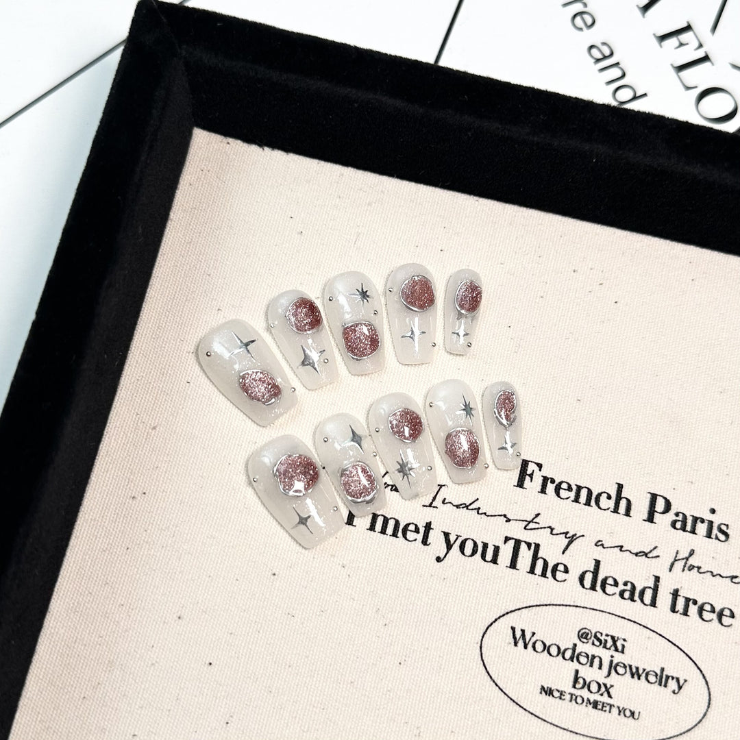 Galaxy-Inspired Decorative Press-On Nail Set