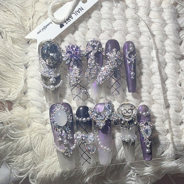 Luxurious Rhinestone Decorative Press-On Nails