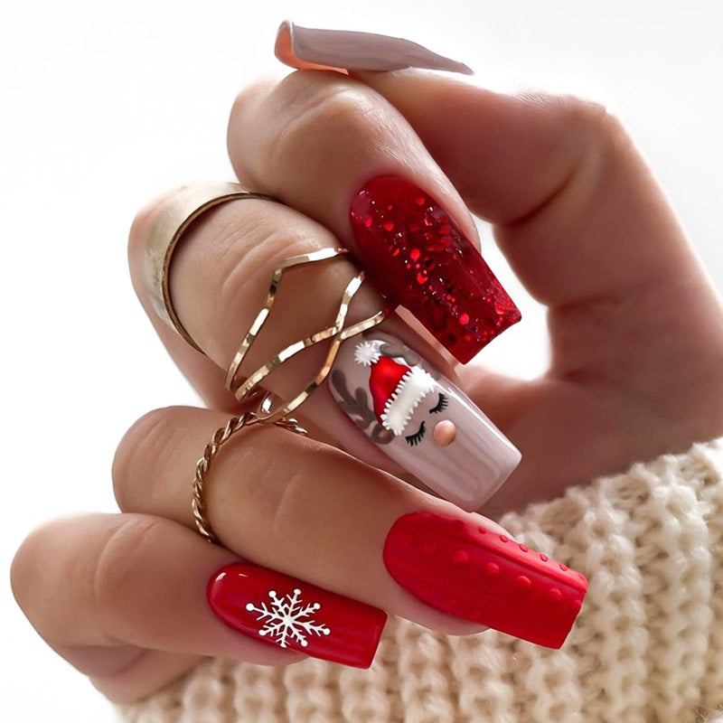 Festive Holiday-Themed Press-On Nail Art Set Kalsten