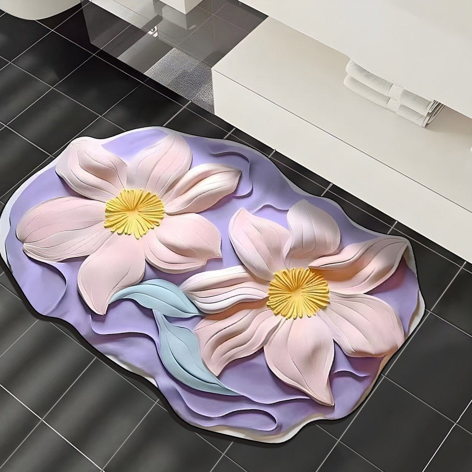 Floral 3D Decorative Bathroom Mat for Home