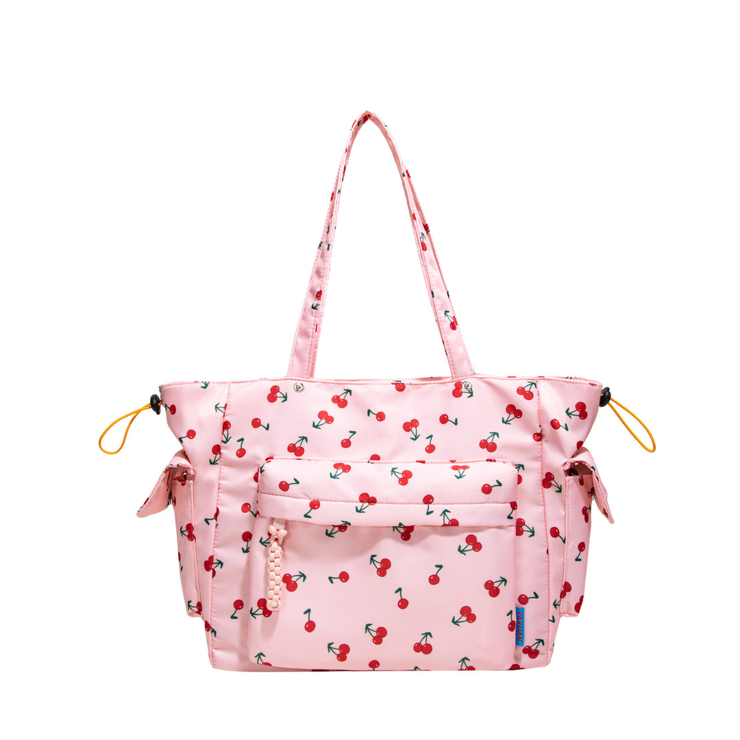Cherry Print Multi-Pocket Tote Bag Kalsten
