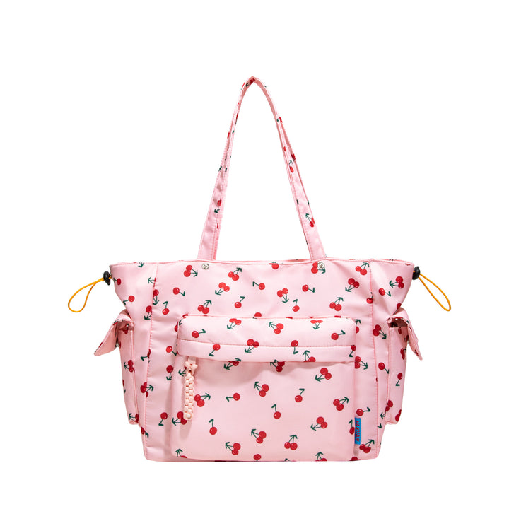 Cherry Print Multi-Pocket Tote Bag Kalsten
