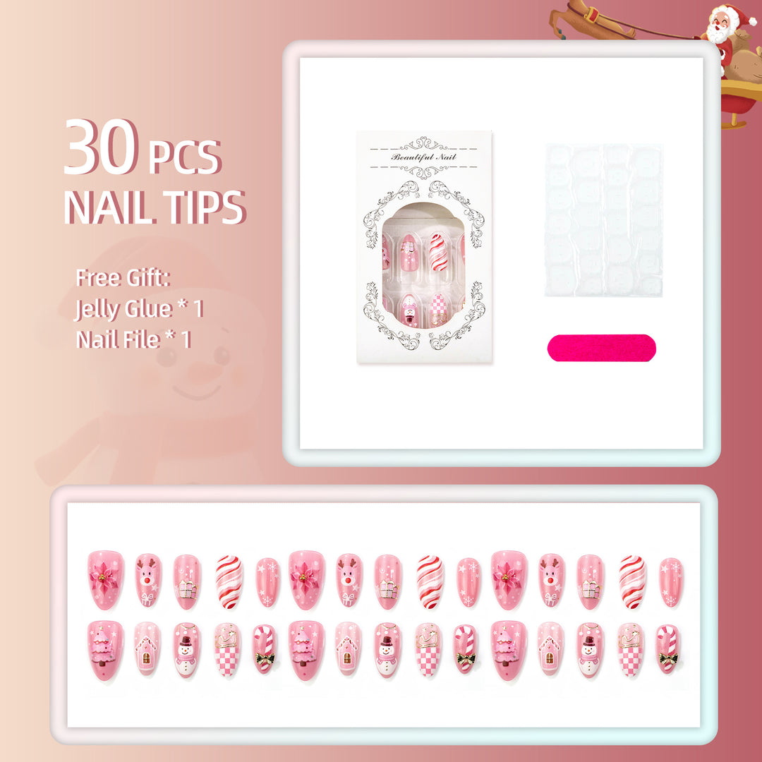 Festive Holiday-Themed Press-On Nail Art Set