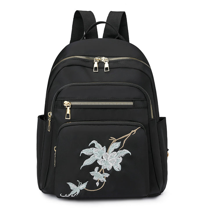 Embroidered Multi-Pocket Backpack