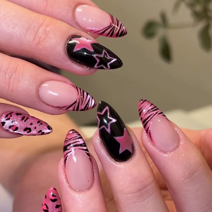 Artistic Stiletto Nail Art Kit with Patterned Design Kalsten