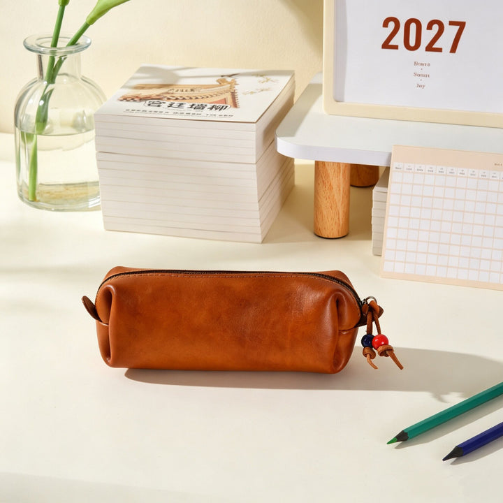 Premium Leather Cylinder Pencil Case