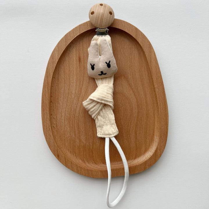 Baby Pacifier Clip with Plush Elephant Head Wooden Safety Clip