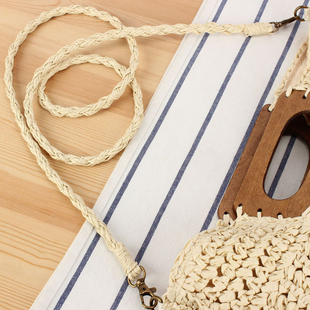 Handbag Made of High-Quality Plant Fiber Weave with Wooden Handle Kalsten
