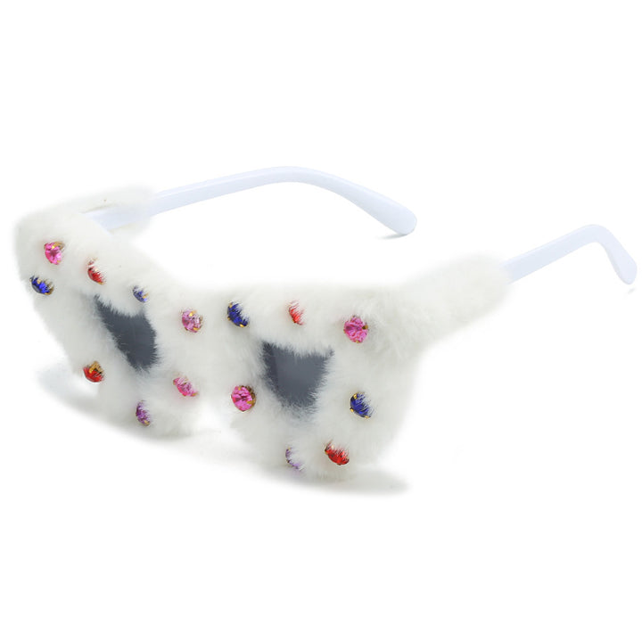 Heart-Shaped Faux Fur Frame Sunglasses Kalsten