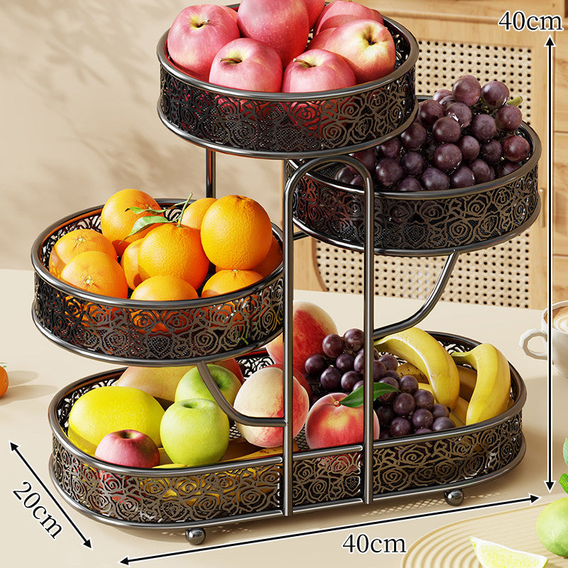 Tiered Ornate Metal Fruit Bowl and Dessert Display Rack