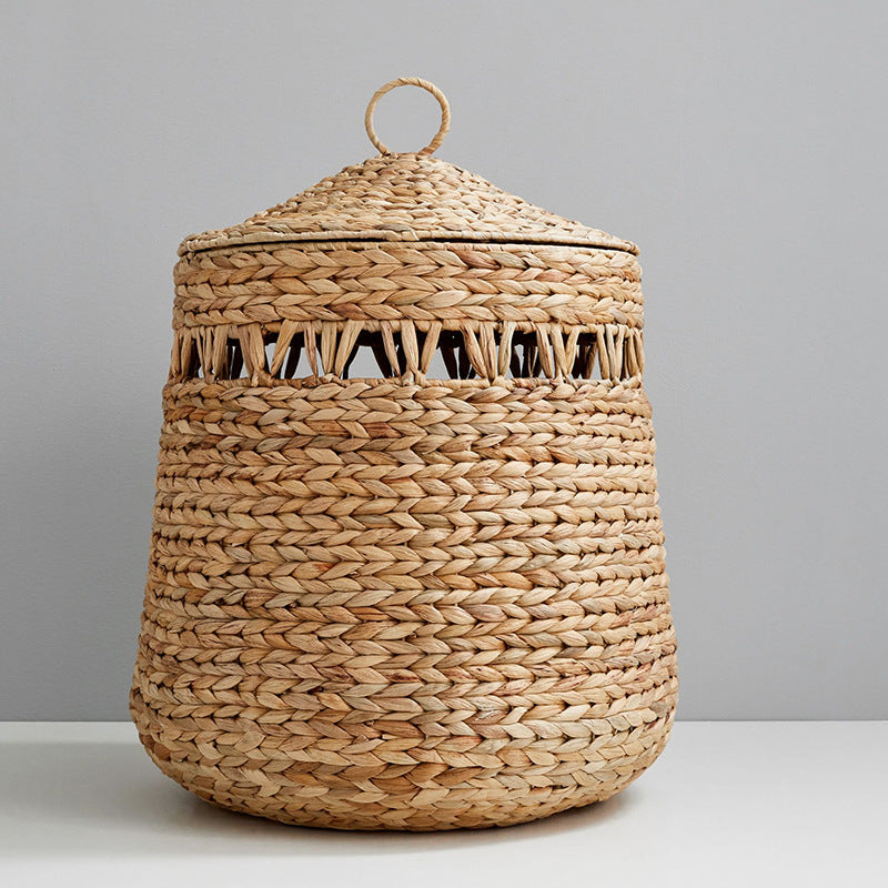 Handwoven storage basket with lid Kalsten