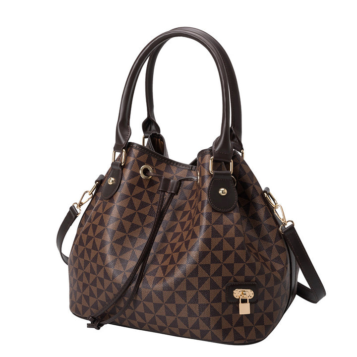 Elegant Geometric Patterned Bucket Bag
